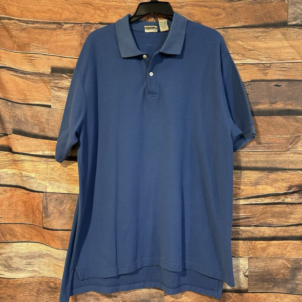 LL Bean Mens Polo Shirt Large L Blue 100% Cotton Short Sleeve Premium Double L
